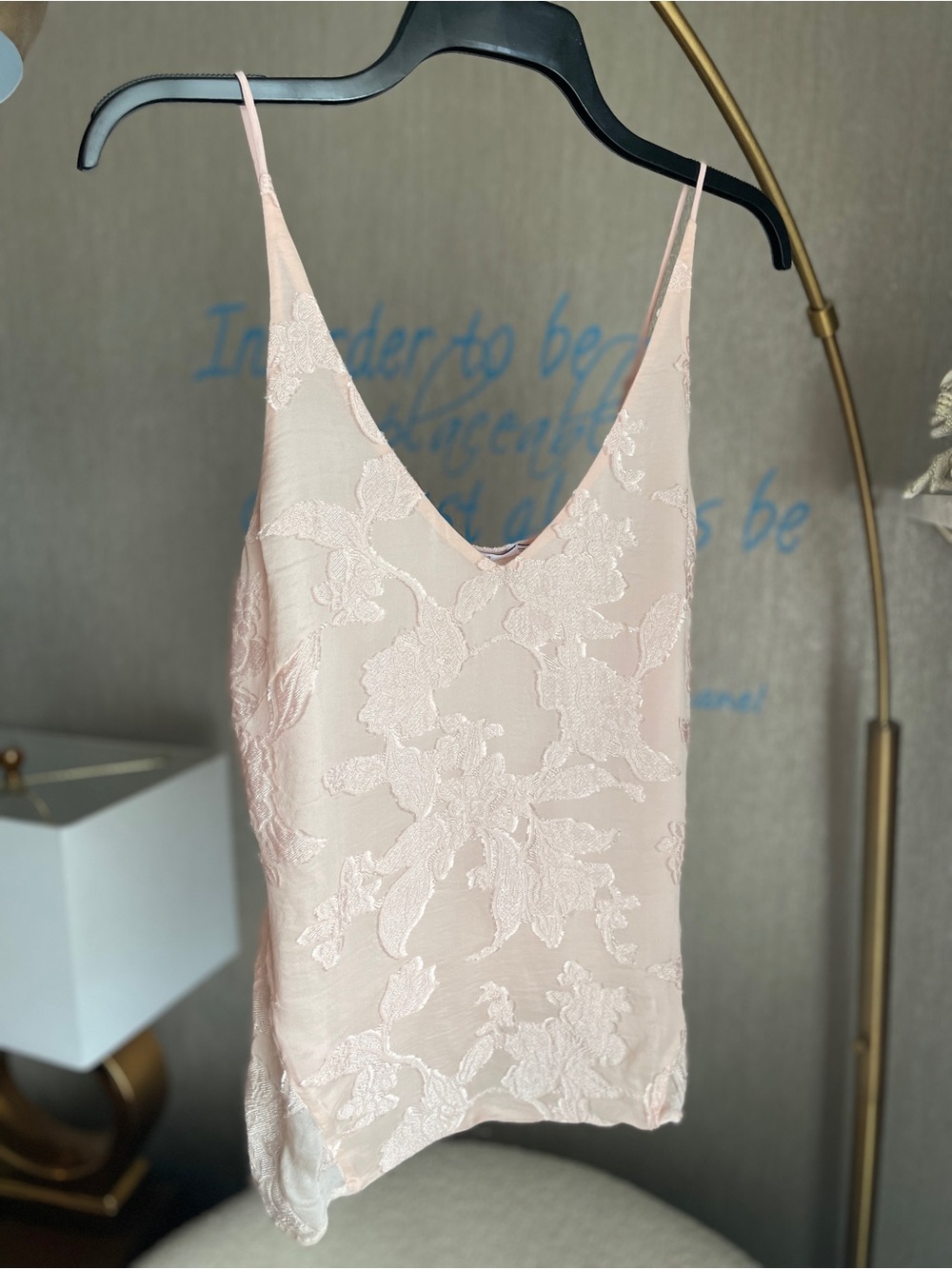 J Brand Blush Lucy Floral Silk Jacquard Camisole Top | Sz Medium